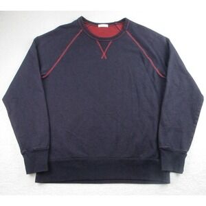Gustin Sweater Mens XL Navy Blue Red Crewneck Pullover Made California Cotton‎